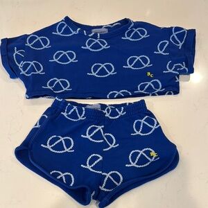 Bobo Choses Set Blue Pretzel Print Crop Top and Shorts Set